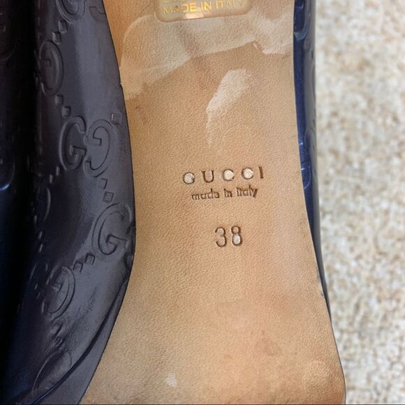Gucci Purple Patent Leather Guccissima Horsebit Open Peep Toe Pump Heels Pump 38 - Picture 11 of 13